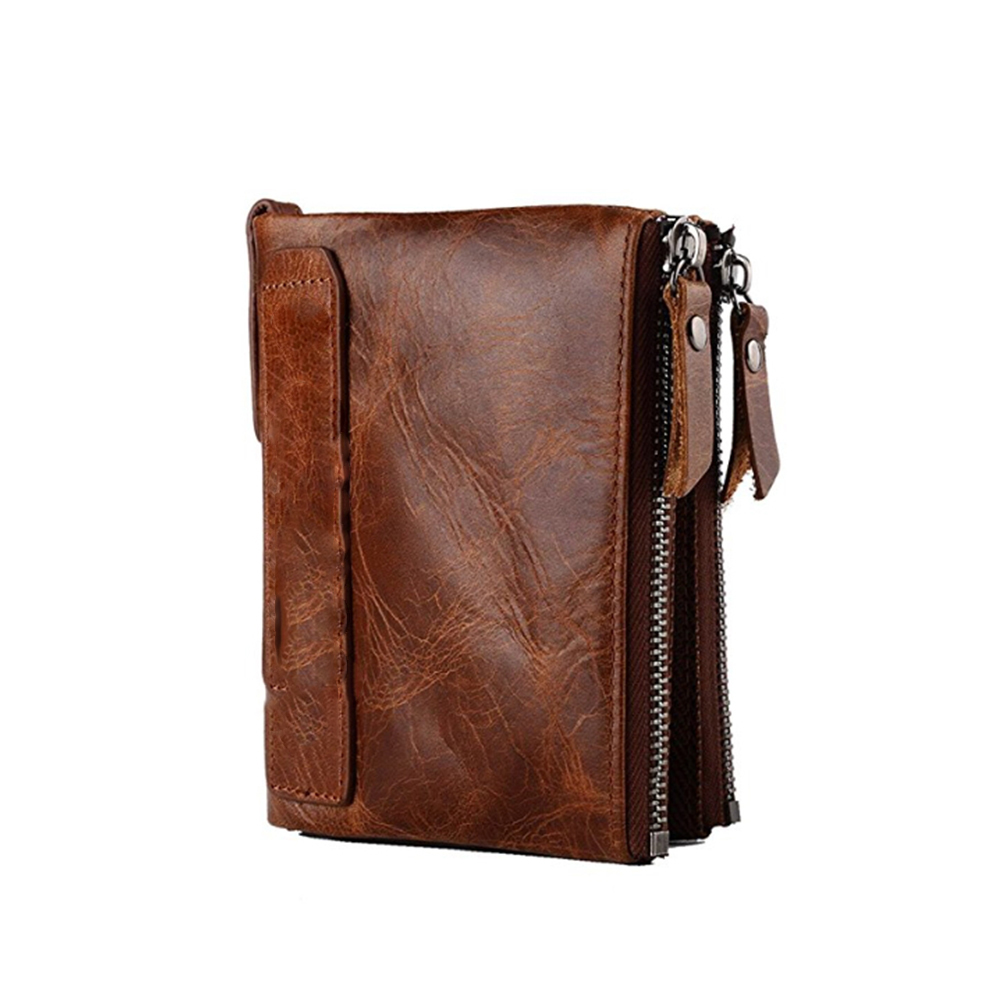 Men's Wallet Cowhide Leather Wallet With zipper pocket for men