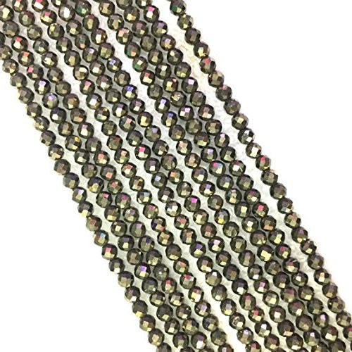 AAA Grade Natural Pyrite Gemstone Beads for Jewelry Making 2mm 3mm 4mm round Shiny Micro Faceted Stone Beads