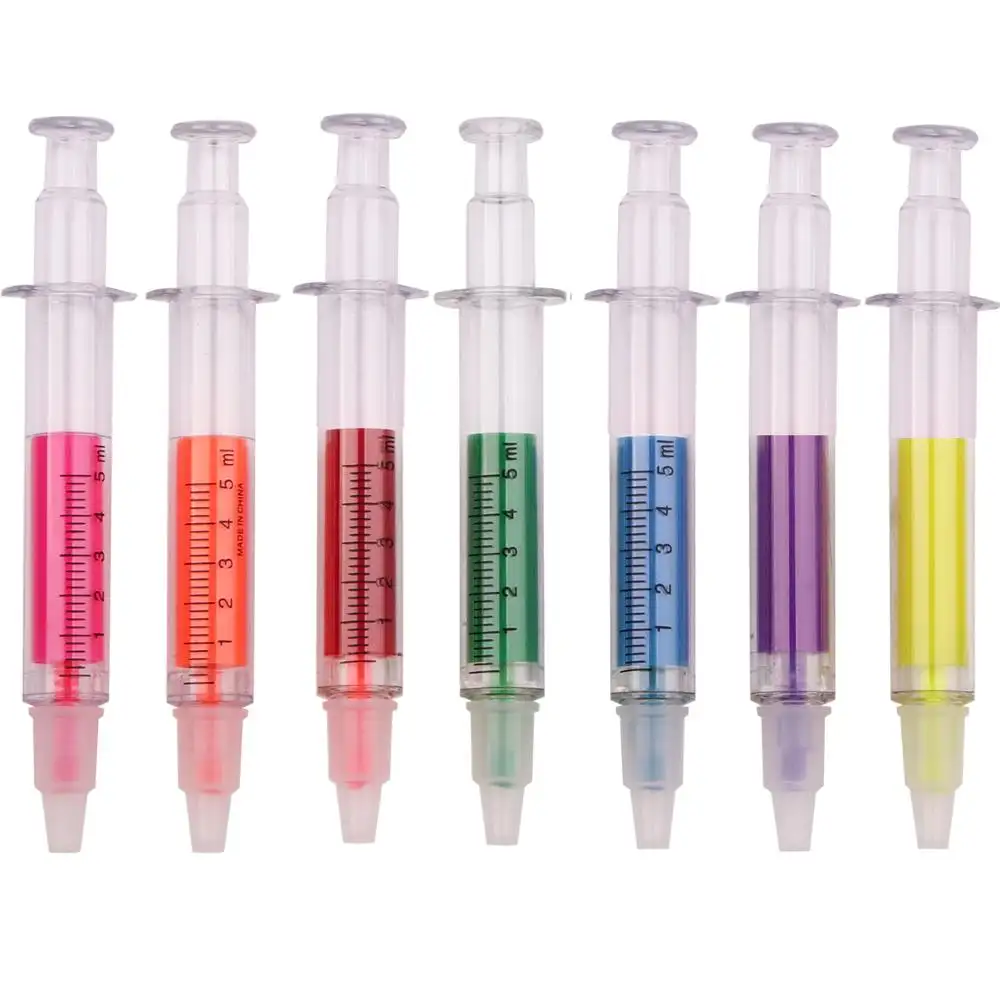 High quality plastic syringe highlighter pen