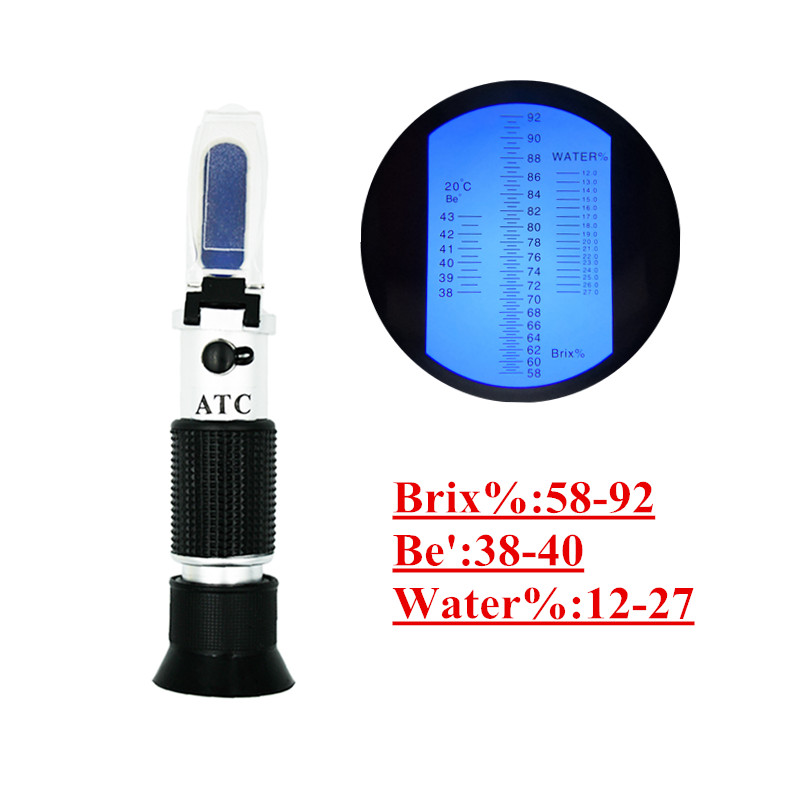 Ручной бриксовый рефрактометр для мёда brix 58 ~ 92% brix/38-43 Be '(Baume)/12-27% сироп для варенья, контролирующий концентрацию ATC