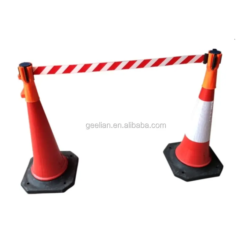 Skipper Cone Mounted Retractable Barrier Red Traffic tape barrier Cone Topper