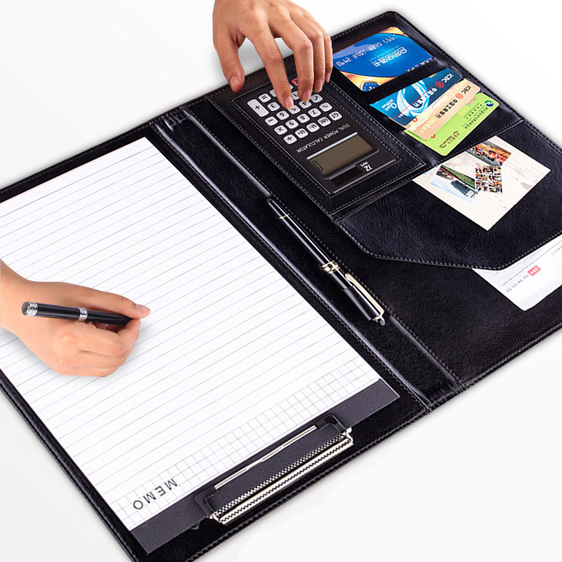 Multifunction PU Leather Folder with Notepad for Business