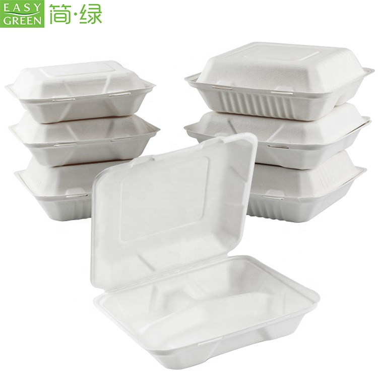 Пищевой compostable микроволновая печь безопасный Ланч-бокс sugarcane bagasse одноразовый биоразлагаемый контейнер для еды