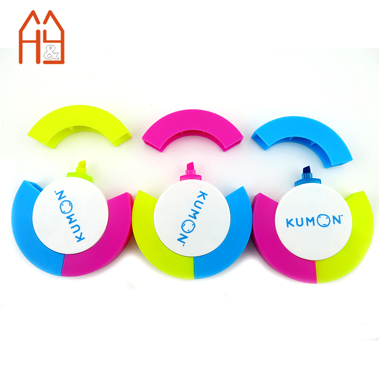 Творческая круглая форма 3 в 1 highlighter pen