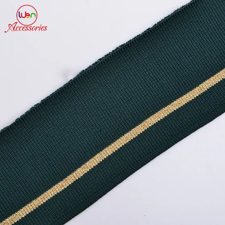 100cm 120cm polyester+metallic yarn best quality cuff flat knit ribbing