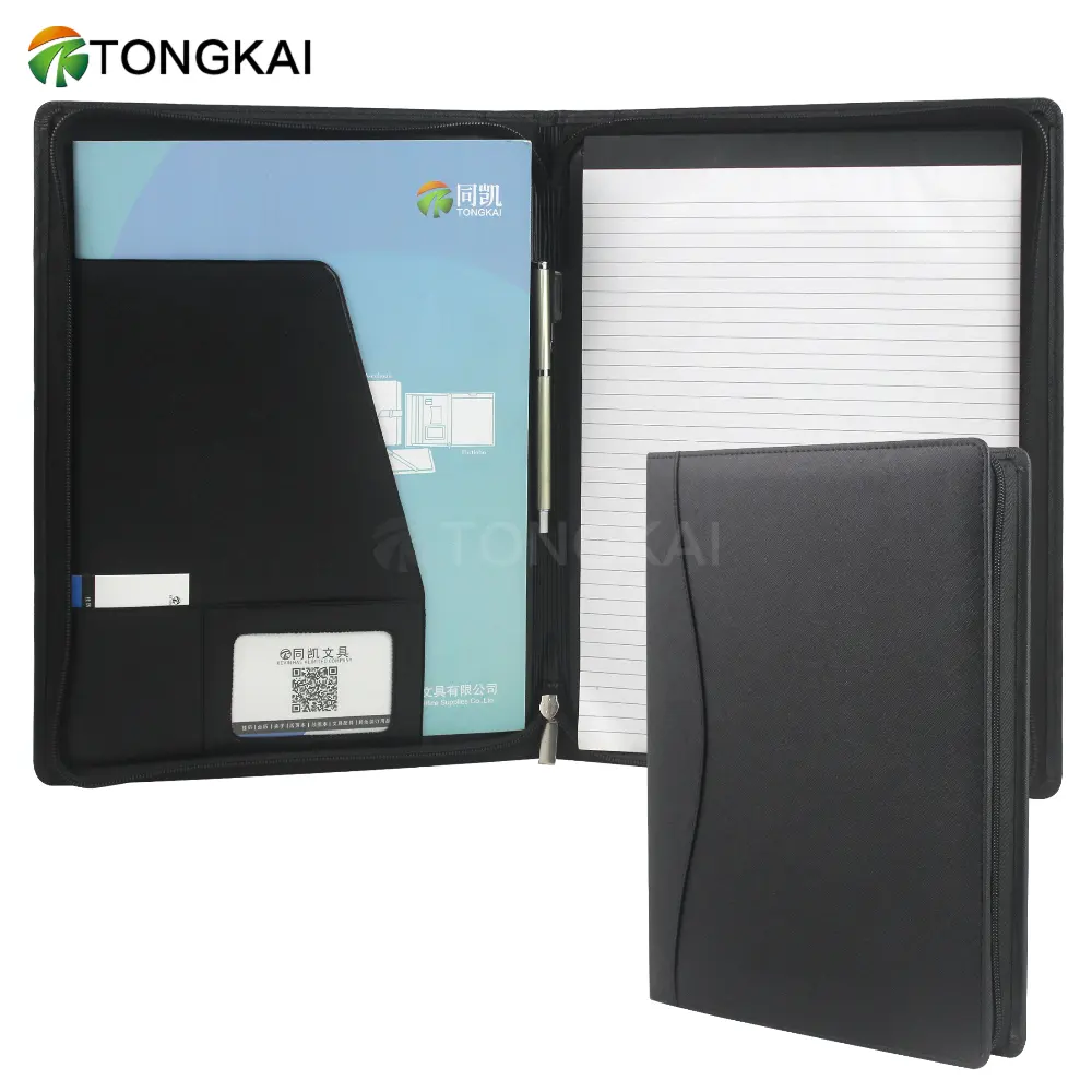 Персонализация черная кожа бизнес руководителя Padfolio Папка с буквенным размером блокноты
