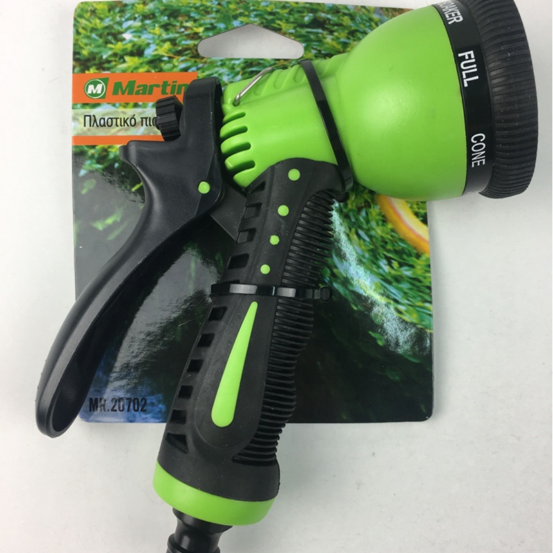Plastic Pistol 8 Function Rubber Coated Tie on Card garden Irrigation tool Function Sprayer Gun