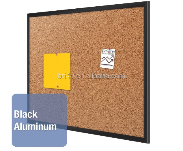 Aluminum Frame Cork Bulletin Board, 4 x 3 Feet, Black Frame