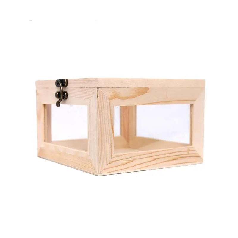 Decorative latest design Wooden Storage box with glass side