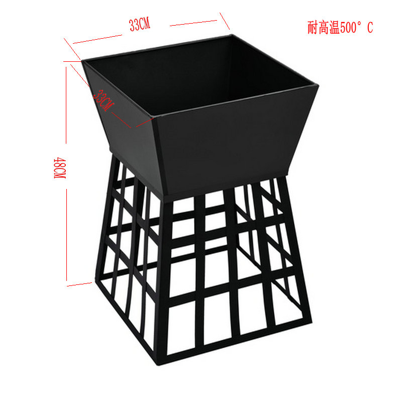 outdoor square fire pit portable courtyard metal fire bowl black heating stove charcoal