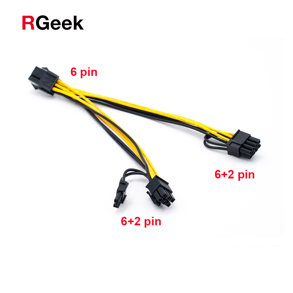 Ленточный кабель питания RGeek GPU 6Pin к Dual PCI-E PCIe 8Pin + 8Pin ( 6 + 2Pin)