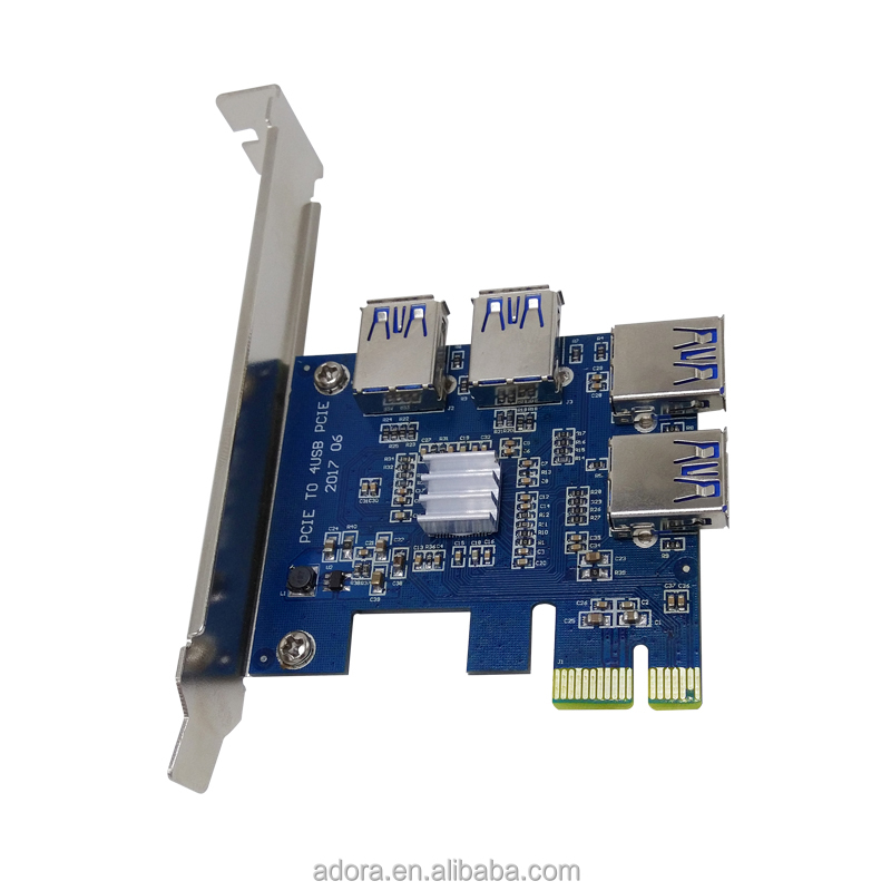 PCI-E 1X к внешнему 4 PCI-e слот-адаптер PCIe 1 к 4 порта множитель для майнинга