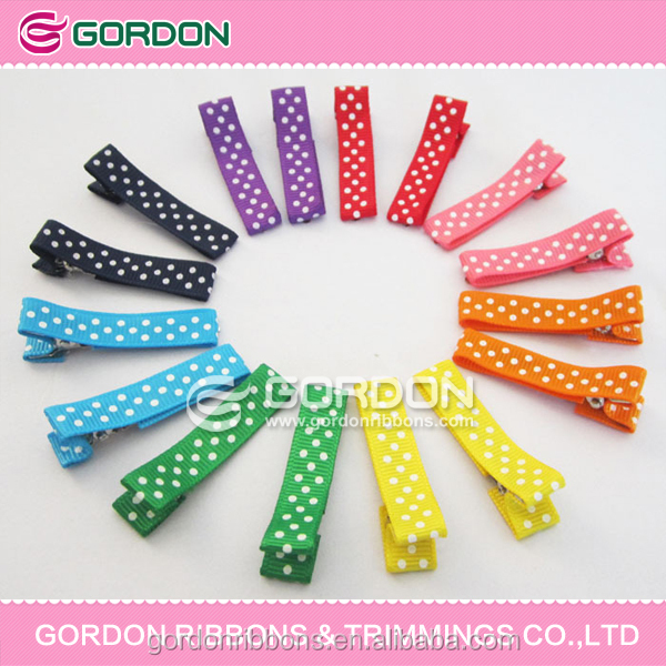 В белый горошек на grosgrain ленты лук привязаны Клип оптовая продажа 4 дюйма волосы бант, красная лента для волос с бантом в белый горошек