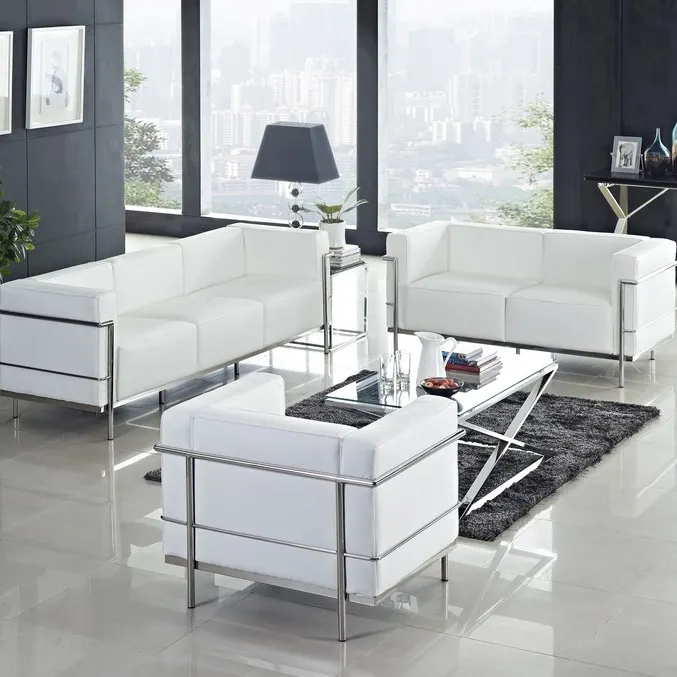 Modern Office Furniture 3 Seater PU Leather Couch LC2 Sofa Sets