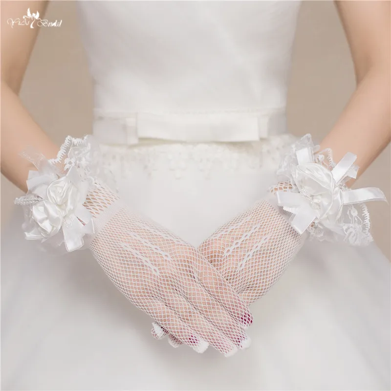 RSG15 Simple Full Gingers Ladies Ivory Lace Wedding Bridal Glove