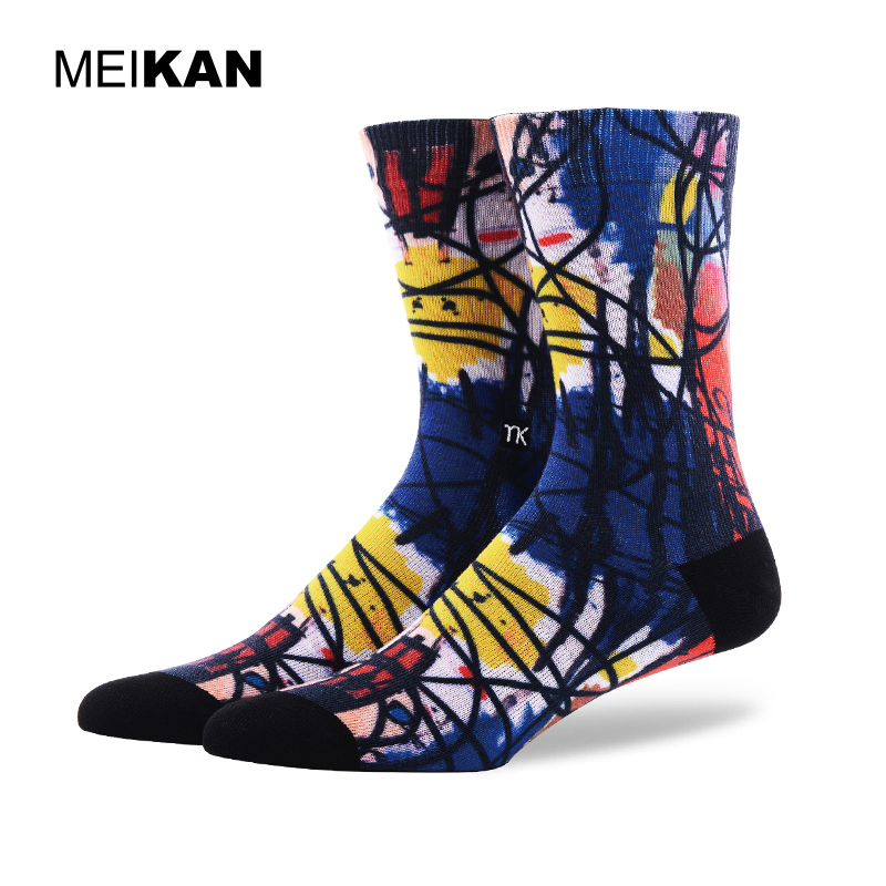 MEIKAN, новые продукты, низкий минимальный объем заказа, спортивные модные бесшовные Coolmax индивидуальные Сублимированные носки с принтом