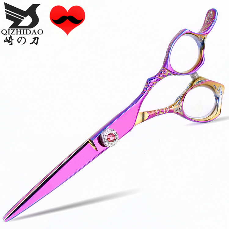Rainbow Titanium Hair Shears Dragon Handle Scissors For Hair Cutting Purple Color