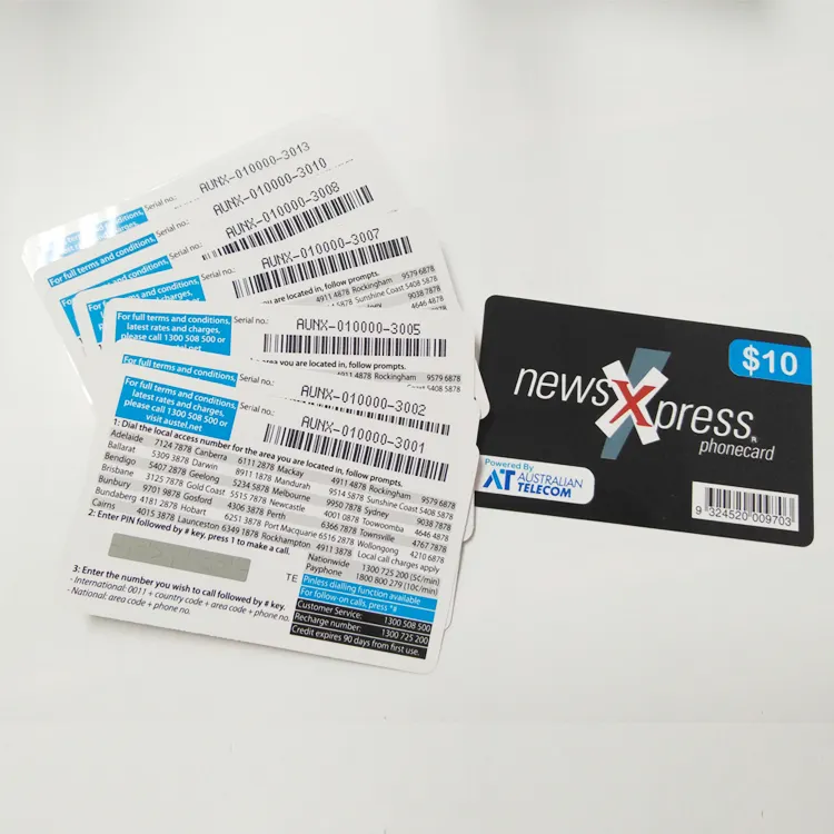 Printing ISO Cr80 Size Plastic Pvc Printed Prepaid Scratch Card