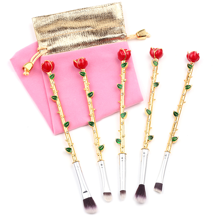 Professional Beauty And The Beast Private Label Mini Makeup Brush Storage Set Rose Flower Make Up Brushes