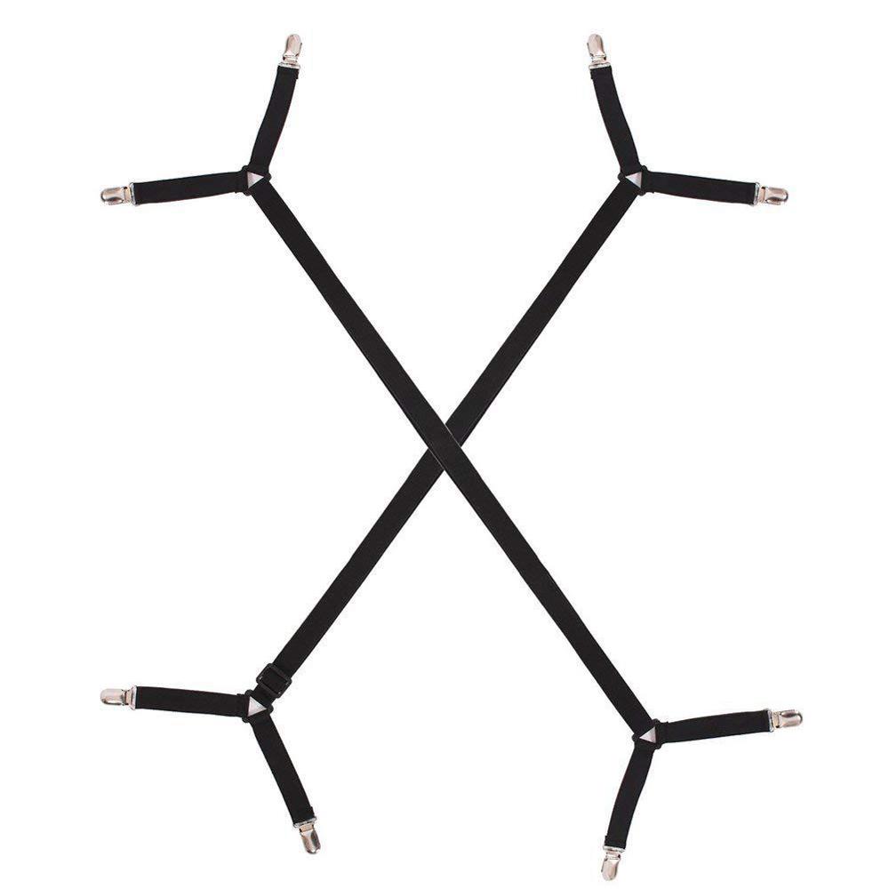 2pcs/set Sheet Bed Suspenders Adjustable Crisscross Fitted Sheet Band Straps Grippers