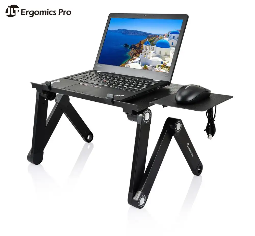 Adjustable Laptop Stand Desk W/Mouse Pad Ergonomics Design Bed Tray Book Stand Aluminum Portable Foldable Laptop Table