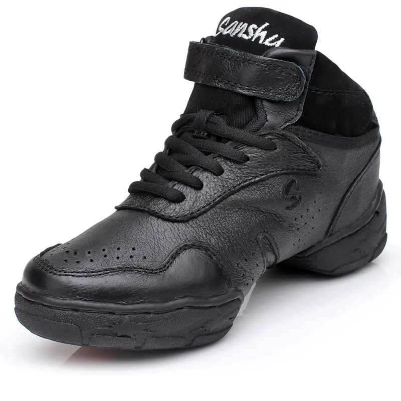 Hot Selling Soft Comfortable Real Leather Dance Sneaker Shoes 6.0cm/3.5cm Heel Height With Black White Color