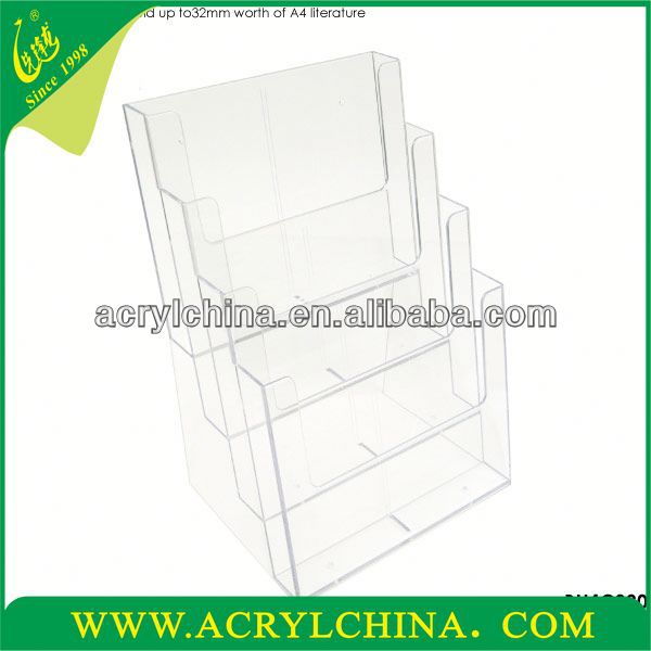 5 Tiers Customized Imported best selling clear acrylic A4 magazine/book racks