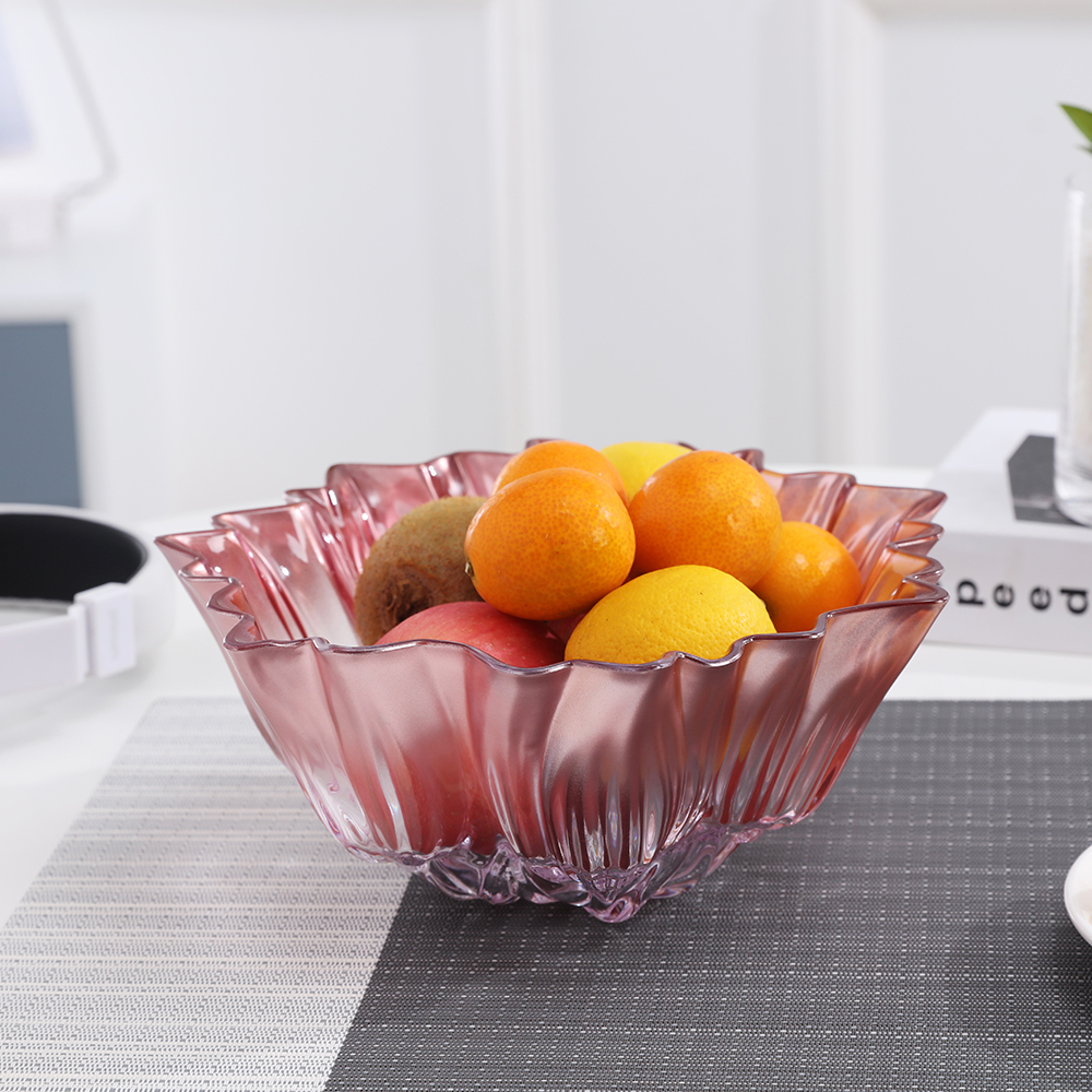 Customized flower shape plastic fancy fruit bowl