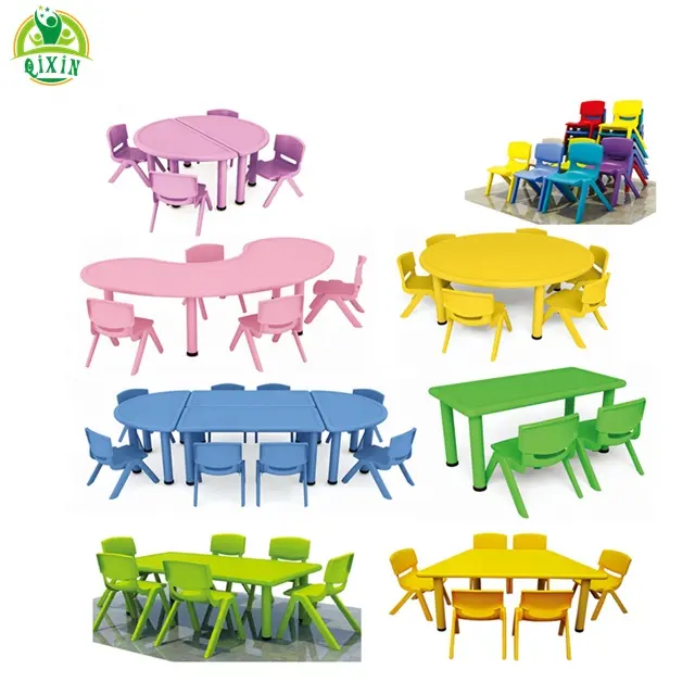 Popular kids plastic table and chair daycare furniture indoor equipment for day care QX-193J