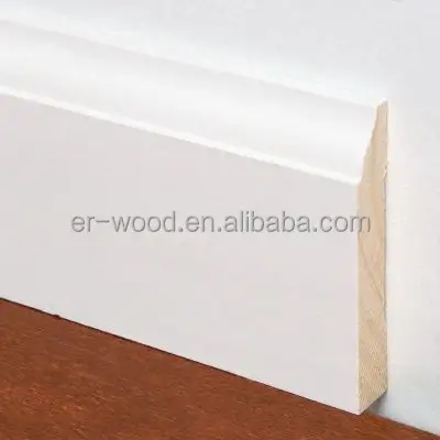 customized white gesso primed pine wood Chinese Fir Eucalyptus floor baseboard skirting trim molding supplier