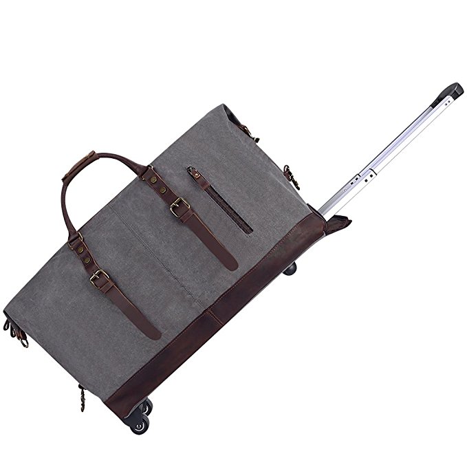 Vintage canvas rod holdall wheeled bag trolley holdall bag with wheels