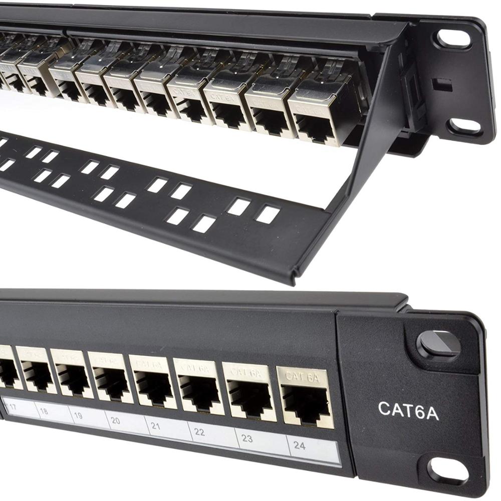 Cat6a SFTP патч-панели, совместимый с Cat6/Cat6a кабелей, 24-порт, 1U 19 "Cat6a патч-панели