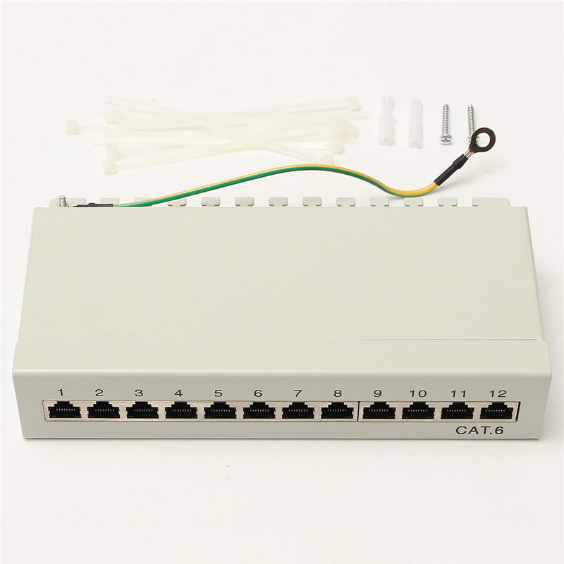 12 портов Ethernet сетевой кронштейн Cat6 RJ45 патч-панель для 22-26AWG 0,4-0,64 AWG кабель сетевой стеллаж монтажный кабель кронштейн адаптер