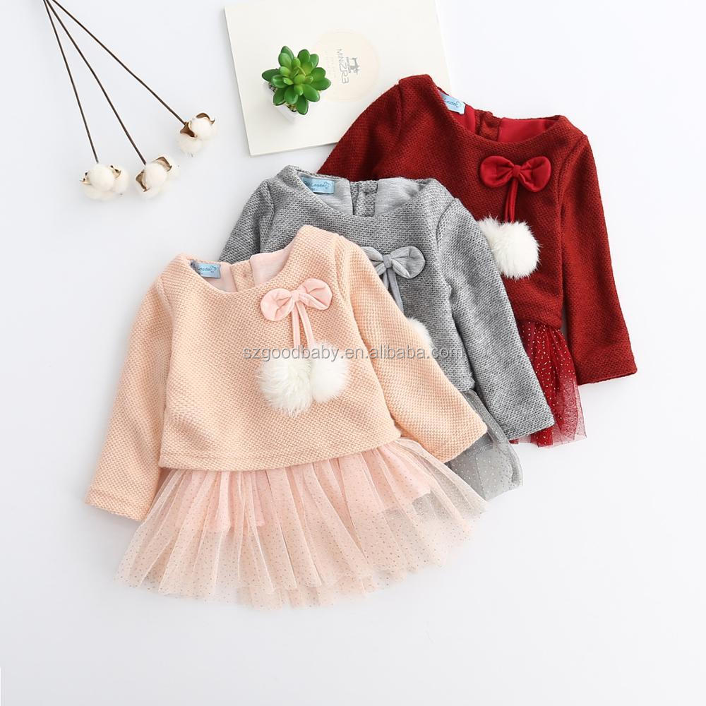 Girls' dress for infant baby winter kids frock designs girls dress
