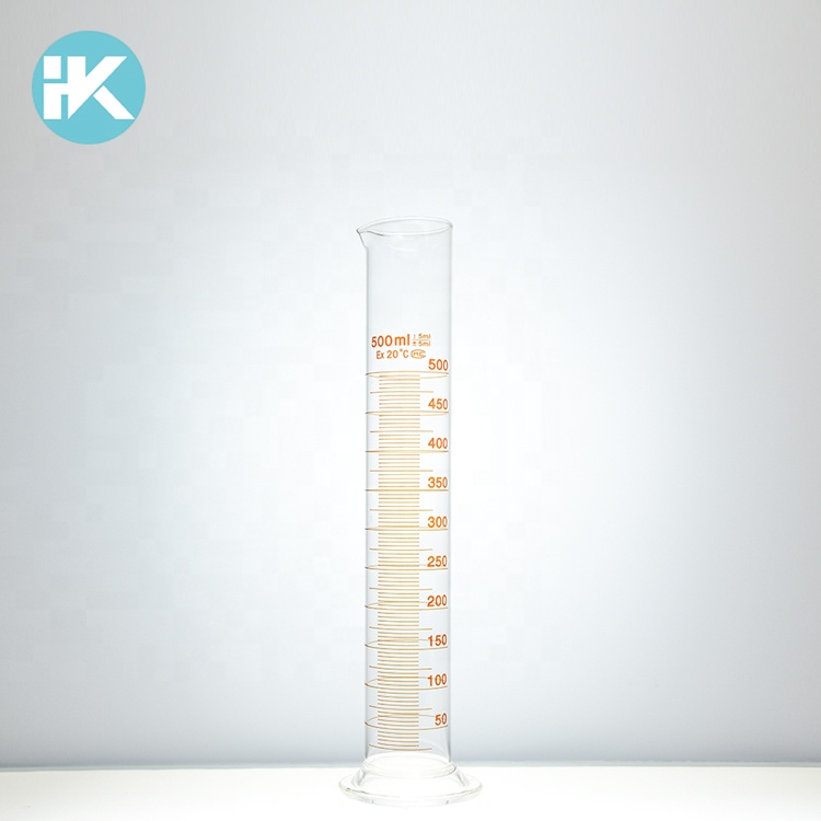 Лабораторные принадлежности Huke на заказ, высококачественный стеклянный мерный цилиндр 3,3 boro 500 мл