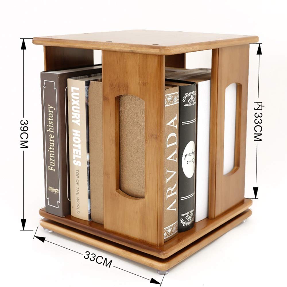 360 Rotating Organizer Cabinet Rack bamboo Bookshelf Revolving Bookcase