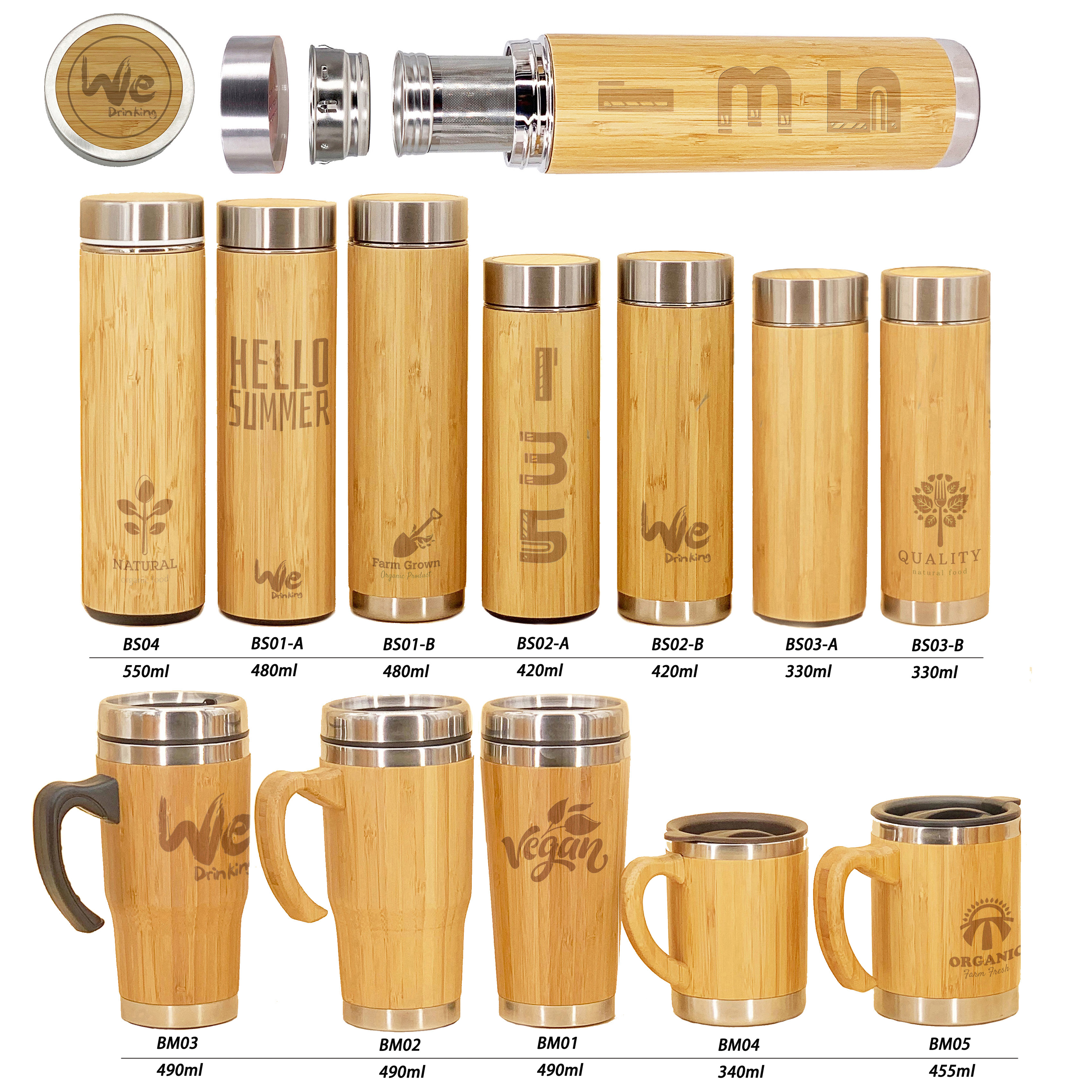 BS01-B 480 мл 17oz бамбуковый чайный стакан и сетчатый фильтр для пивоварения с отрывными листами и Детокс чай где бы вы ни находились