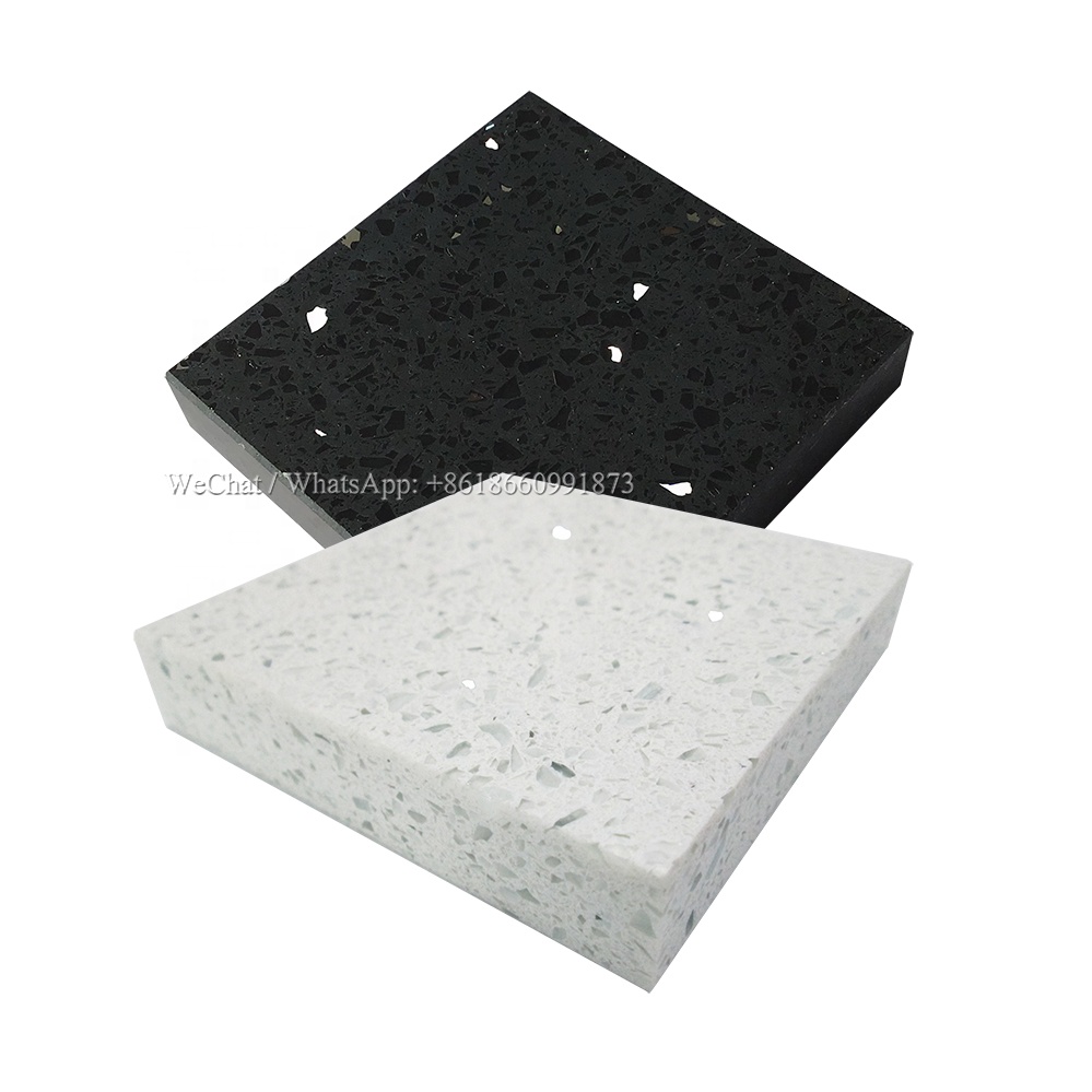 china cheap wholesale price black galaxy quartz countertop / stellar white quartz stone