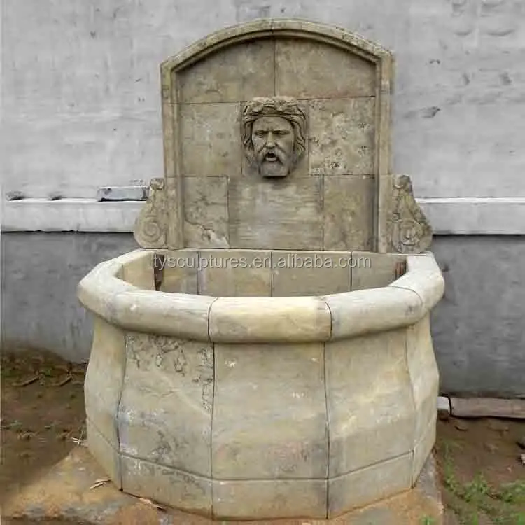 Hot sale europe yard decoration stone antique roman male man head wall fountain