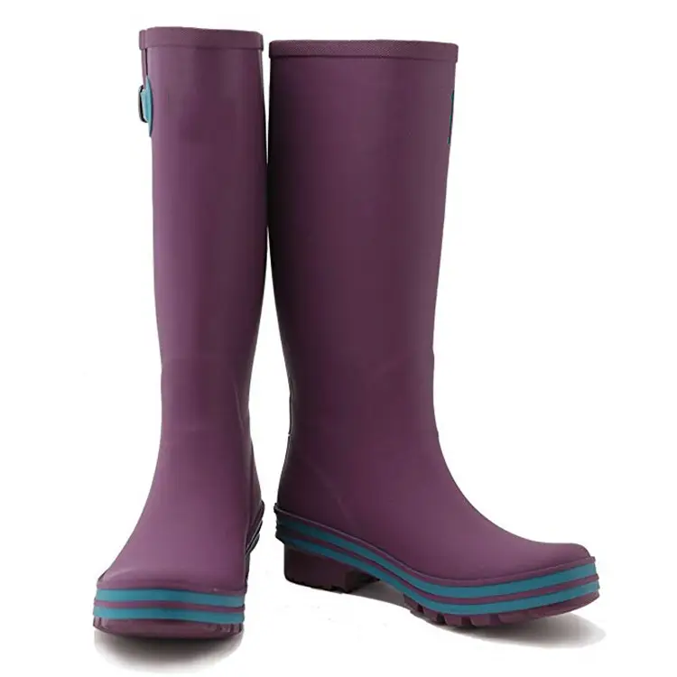 Wholesale Customized Waterproof Non Slip High Heels Vulcanization Tall Rain Boots With Custom Printing  Gumboots For Women