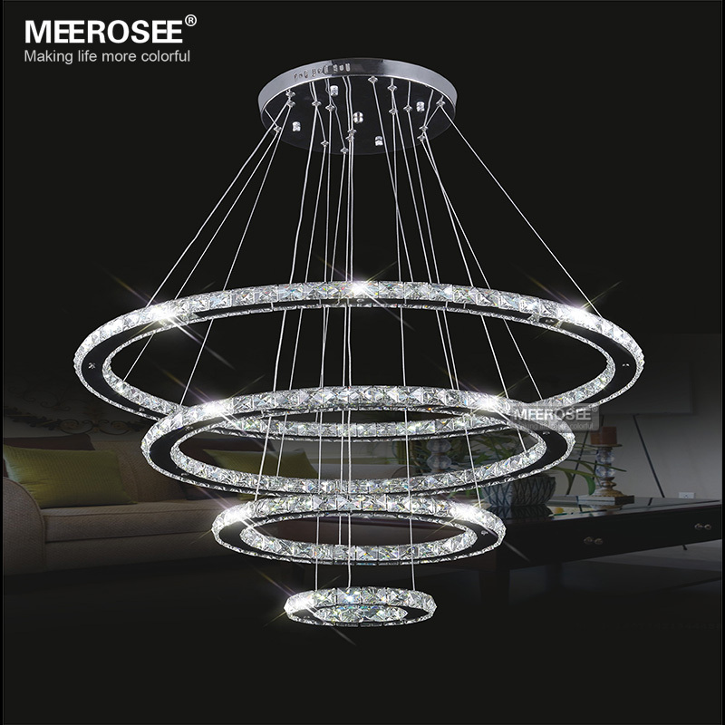 Meerosee LED хрустальная люстра, светильник, кольцо, подвесной светодиодный светильник, 3 круга, светодиодный светильник ing MD8825