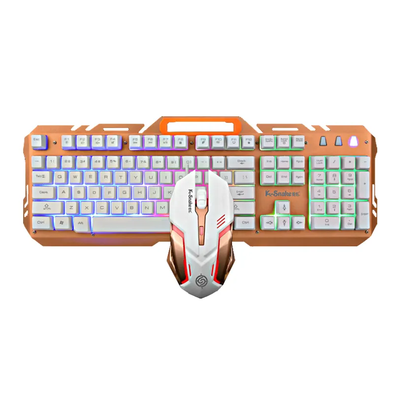 Wholesale KM500 USB Wired 104 Keys Rainbow Backlit PC Office Keyboard And Mouse Combo Gamer Kit