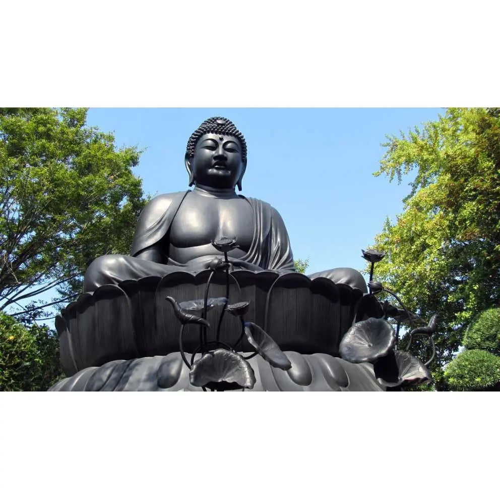 Large outdoor black stone carving figure of buddha statue joss sculpture