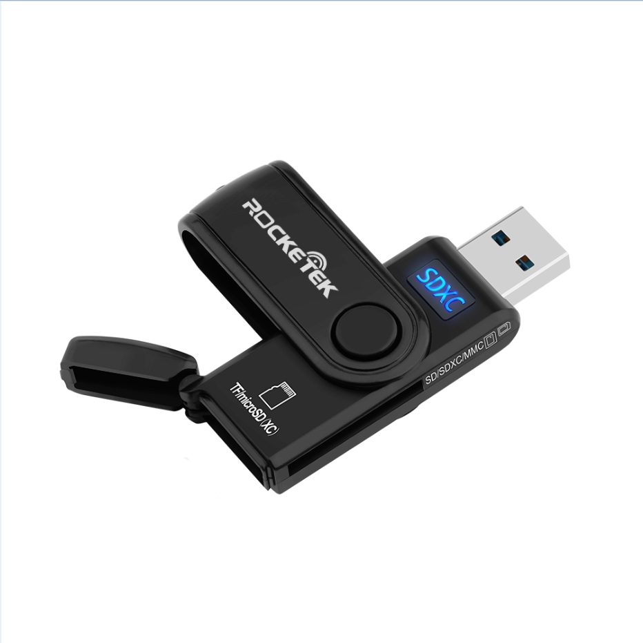 Rocketek 2 слота usb3.0 sd считыватель карт памяти со встроенным карта памяти MicroSD колпачком