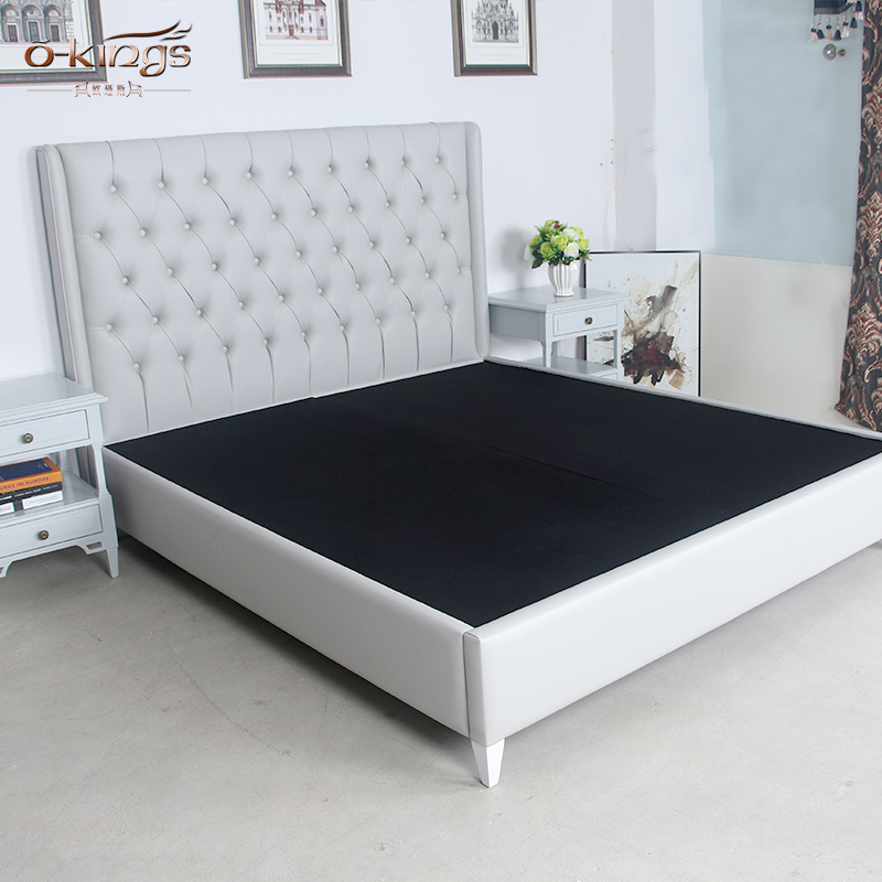 Modern family light grey leather bed