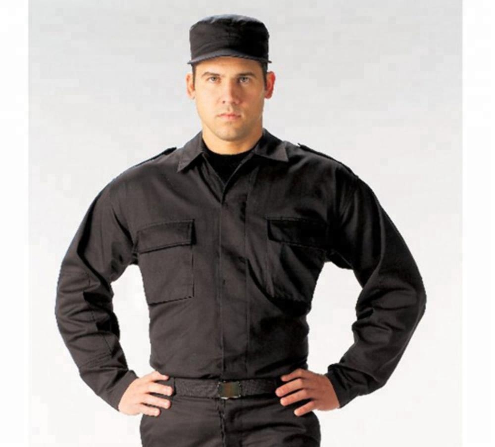 65%Polyester 35%Cotton Black used security uniforms