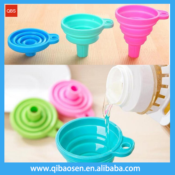 Portable Mini Silicone Foldable Collapsible Funnel/ household liquid dispensing funnel
