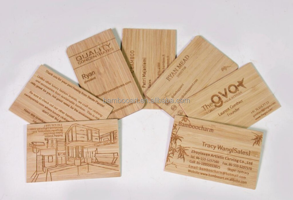 Лазерная гравировка bamboo визитная карточка