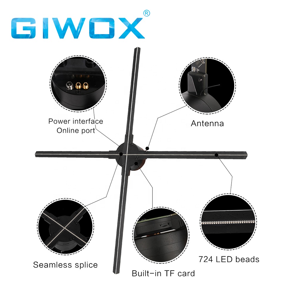 GIWOX HOLO 65HD 4 лезвия 8 Гб WiFi подключен к облачной серверной системе управления 3D голограмма проектор для магазина голограмма дисплей