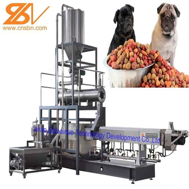Continuous Automatic dog food machinery extruder plant production line